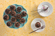 Mini chocolate cupcakes flat lay