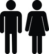 Restroom door pictograms. set Woman and man public toilet vector signs, female and male hygiene washrooms symbols, black ladies and gentlemen WC restroom UI mobile apps icon plate boys girls in flat