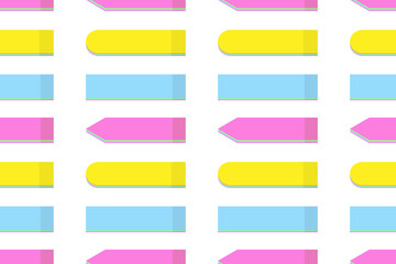 Endless pattern of colorful office paper note stickers in trendy bright hues of various shapes. EPS