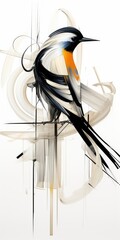 Wall Mural - bird fowl Abstract modern art painting collage canvas expression illustration artwork