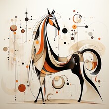 Horse Stallion Abstract Caricature Surreal Playful Painting Illustration Tattoo Geometry Painting