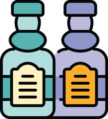 Sticker - Extra olive oil bottle icon outline vector. Food plant. Vegetable jar color flat