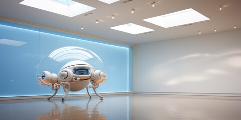 Canvas Print - A robot in a room with a skylight, AI