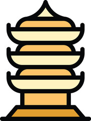 Wall Mural - Japan pagoda icon outline vector. Chinese building. Temple palace color flat