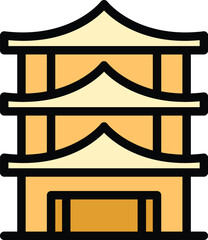 Wall Mural - Thailand pagoda icon outline vector. Asian temple. Architecture roof color flat