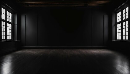 Dark elegant room at night with copy space, blank wall, negative space - empty