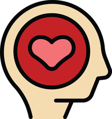 Sticker - Love mind icon outline vector. Person friendship. Social team color flat