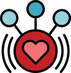 Poster - Generosity heart icon outline vector. Love charity. Blood support color flat