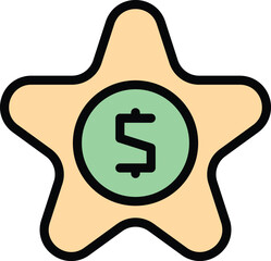 Wall Mural - Star money quiz icon outline vector. Game exam. Poster speech color flat