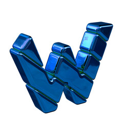 Blue diagonal block symbol view from the left. letter w