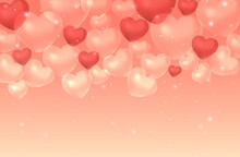Shiny Heart Shape Balloons Background