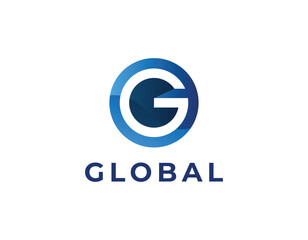 Poster - Simple Blue Letter G Globe Business Logo Design Template