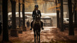 Woman walking with a horse - horse farm - equestrian - riding - fall - autumn 