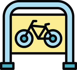 Sticker - Park bicycle area place icon outline vector. Parking lot. Stand route color flat