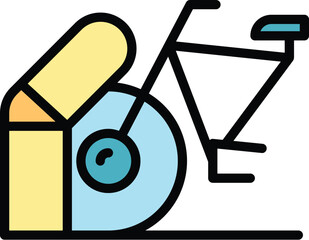 Wall Mural - Parking bike lock icon outline vector. Area place. Rack station color flat