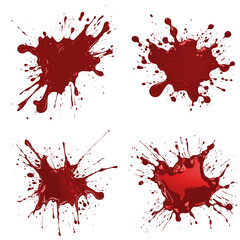 Wall Mural - Blood Splat Set Isolated on Transparent Background

