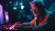 © buritora - 家でパソコンを使ってオンラインゲーム・ストリーミング・オンデマンドを楽しむ白人の高齢者男性