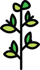 Canvas Print - Parsley icon outline vector. Oregano plant. Garden food color flat