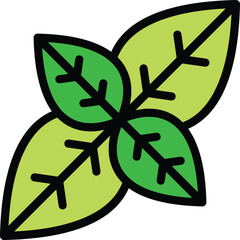 Sticker - Top view oregano icon outline vector. Herb plant. Food salad color flat