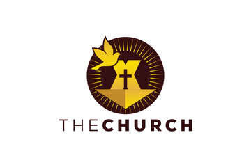 Wall Mural - Trendy and Professional letter X church sign Christian and peaceful vector logo design