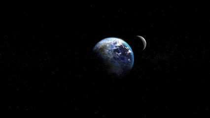 Wall Mural - zoom in Planet Earth and moon  In Space.