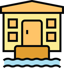 Sticker - Beach villa icon outline vector. Luxury cottage. Modern home color flat