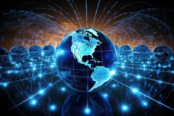 Wall Mural - smart city and telecommunication network concept. generative ai.
