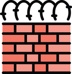 Wall Mural - Brick wall icon outline vector. Migrant people. War family color flat