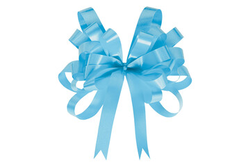 Wall Mural - light blue gift bow ribbon isolated on transparent background