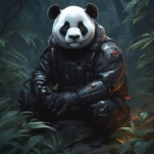 Soldier Panda Bear In The Forest Generative AI, Soldier Panda  Generative AI