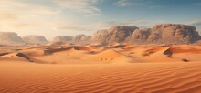 Desert Under The Sunlight And A Blue Sky