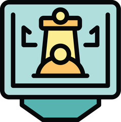 Poster - Chess monitor icon outline vector. Online design. Game board color flat