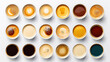 © Mukhlesur - Realistic top view set with coffee in cups on saucers isolated. Generative Ai
