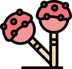 Poster - Cake pops icon outline vector. Candy pop. Art sugar color flat