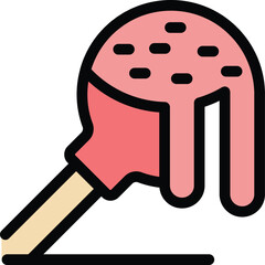 Sticker - Cake pop icon outline vector. Candy chocolate. Art sugar color flat