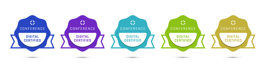 Wall Mural - Digital Certified Conference Badge Design. Certificate icon with ribbon vector illustration