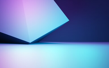 Wall Mural - 3d rendering of purple and blue abstract geometric background. scene for advertising, technology, sh