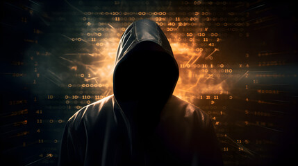 anonymous hacker. concept of cybercrime, cyberattack, dark web.