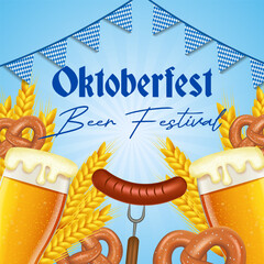 Wall Mural - Oktoberfest social media post vector template. Oktoberfest beer festival poster template