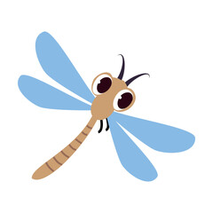 Poster - Funny Dragonfly with Wings Flying as Swamp Insect Vector Illustration