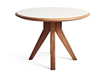 brown wooden leg clipping interior isolated object 3D seat white dining path white included table Round chair image table stool small furniture design render home nobod background isolated wood old