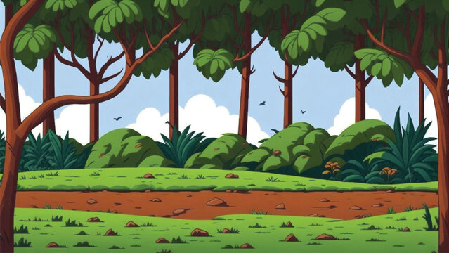 Jungle environment in cartoon style background