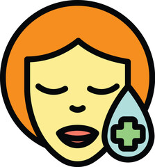 Wall Mural - Face skin medical help icon outline vector. Health disease. Acne scar color flat