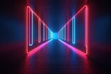 Fototapeta Fototapety przestrzenne i panoramiczne - three-dimensional style light room 80's neon tunnel abstract blue illuminated stage corridor light 3d retro space render show ultraviolet empty neon red fashion c