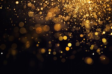 Wall Mural - blurred party black bokeh black blurry background abstract background focused trail gold glamour glitter magical bling vintage shine christmas glistering brown dust card gold lights pattern bright