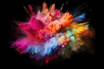 Wall Mural - nobody gas colours yellow background cut-out sphere explode black colourful closeup powdered smoke e