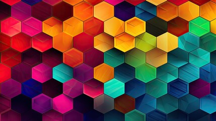 Wall Mural - Geometric background design with a hexagonal pattern composed of bright colors and vector shapes.