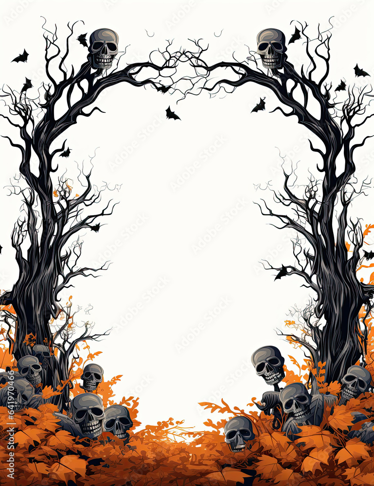 orange and black halloween border frame on plain white background Stock ...