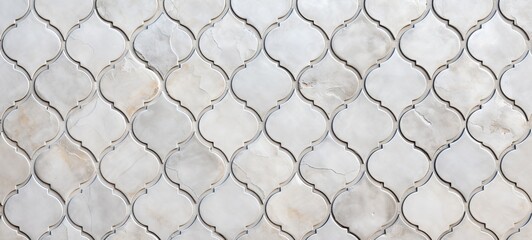 Wall Mural - Abstract bright wjite gray mosaic tile wall texture background - Arabesque moroccan marrakech vintage retro ceramic tiles pattern