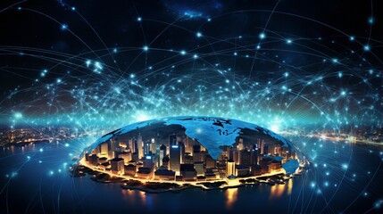 Wall Mural - efficient data analytics: sorting big data on dark background - futuristic information flow visualiz